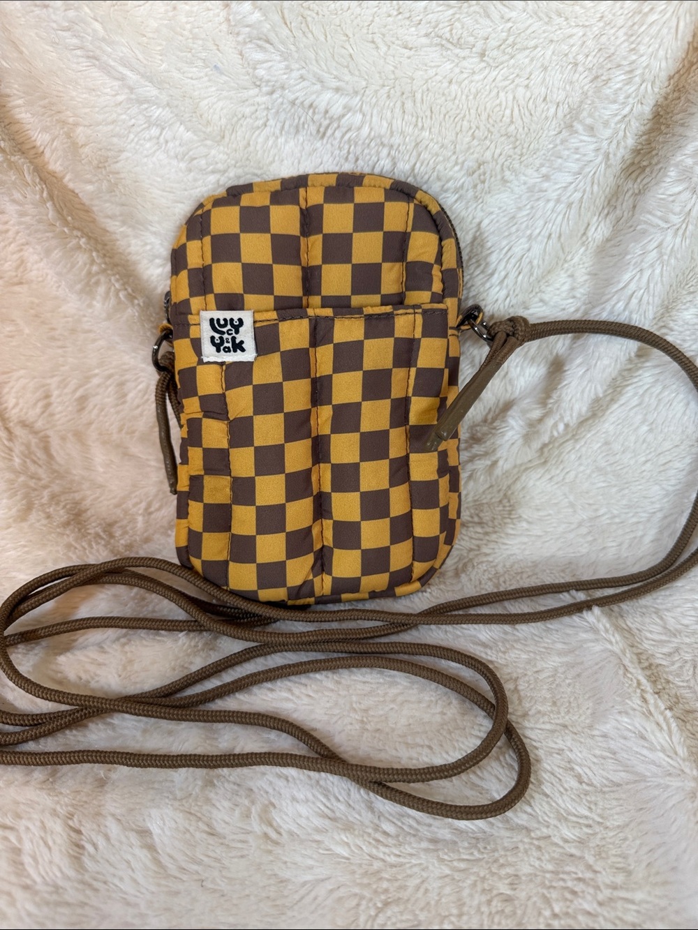 Lucy & Yak Brown and Yellow Checkered Mini Crossbody